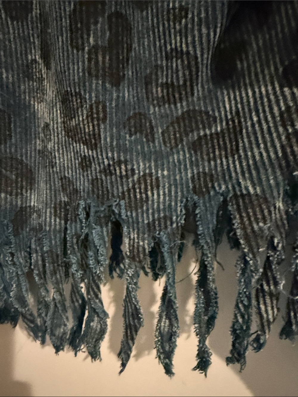 BiBi Blue Corduroy Leopard-Print Fringe Jacket - Picture 6 of 11